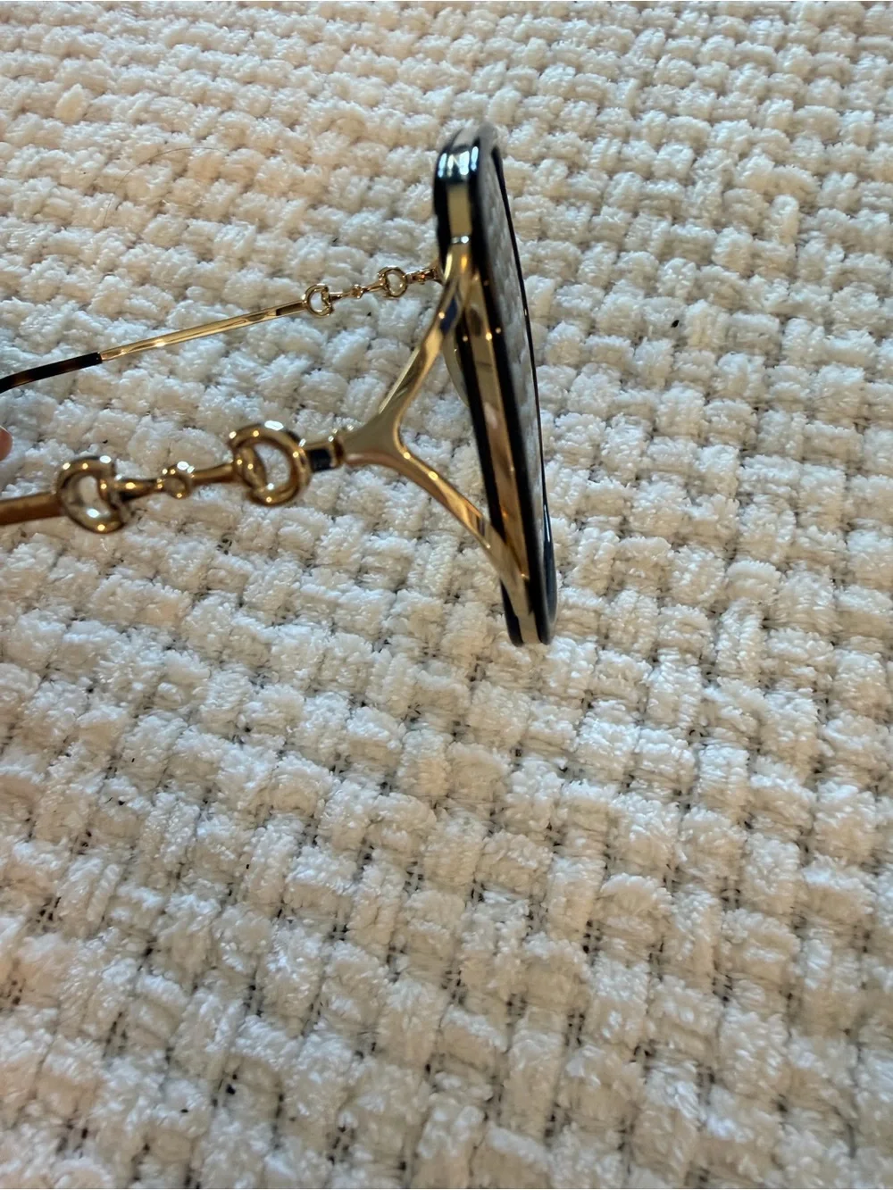 Gucci Black and Gold Oval Sunglasses